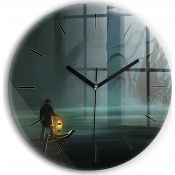 Hodiny Nástěnné hodiny Člověk a monstrum v bažinách kulatý černé ručičky průměr 60 cm