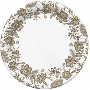 Party nádobí Papírové kelímky 8 KS BÍLÉ se zlatými KVĚTY Květinová párty narozeniny velké