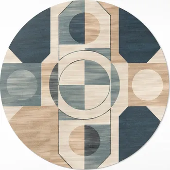 Obraz Kulatý Koberec Průměr ⌀ 70 cm Geometrické tvary v retro stylu