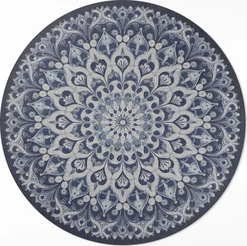 Koberec Vinylový Kulatý kuchyňský Koberec , velikost ⌀ 70 cm, modrý perský sen