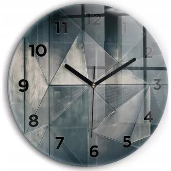 Hodiny Nástěnné hodiny Kovová abstrakce trojúhelníky kulatý černé ručičky průměr 60 cm