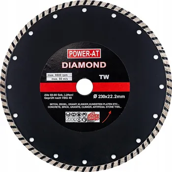 Řezný kotouč DIAMANTOVÝ KOTOUČ TURBO 230 BETONU KOSTKY POWER-AT