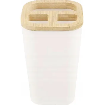 Držák na kartáček Kelímek na kartáček a zubní pastu BÍLÝ BAMBUS