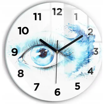 Hodiny Skleněné moderní foto hodiny nástěnné plynoucí ručičky Morskie oko fi30 cm