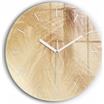 Hodiny Skleněné foto hodiny na zeď Zlatá abstrakce bílé ručičky kulatý průměr 60 cm