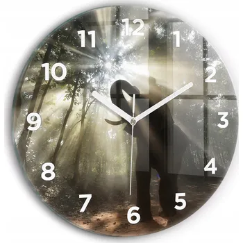 Hodiny Nástěnné hodiny kulatý dekorativní klasické kuchyňské Slon v džungli průměr 30cm