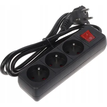 Napájecí kabel ZÁSUVKOVÁ LIŠTA PR-1.5M-3G-SW/B (3 ZÁSUVKY) 1.3 m