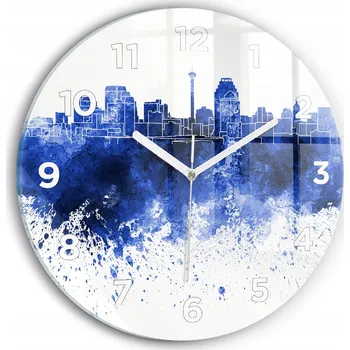 Hodiny Moderní skleněné nástěnné hodiny s potiskem San Antonio akvarely průměr 30 cm