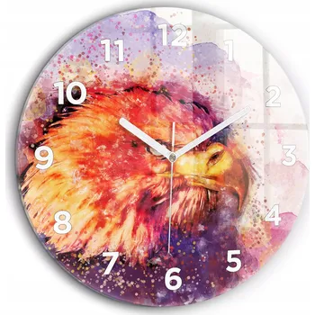 Hodiny Kulatý Skleněné Nástěnné Hodiny do Moderního Interiéru Akvarel orel průměr 60 cm