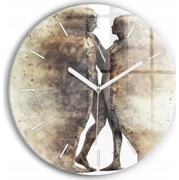 Hodiny Moderní skleněné nástěnné hodiny Abstrakce lidé z písku kulatý průměr 30 cm