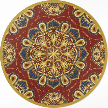 Koberec Kulatý Koberec Vinylový PVC fi 60 cm Bohatě zdobená mandala s orientálním vzorem