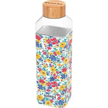 Láhev QUOKKA Storm, Skleněná láhev se silikonovým povrchem DITSY FLORAL, 700ml, 40026