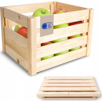 Úložný box Dřevěná bedýnka přírodní krabička truhla velká na ovoce 34,5 x 29,5 cm