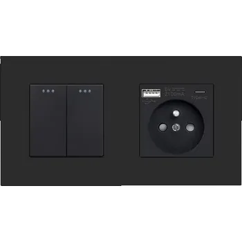 Elektrická zásuvka JEDNOPÓLOVÝ VYPÍNAČ SVĚTLA 2 TLAČÍTKOVÝ + ZÁSUVKA USB A+C QC
