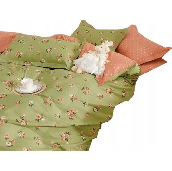 Povlečení Povlečení saténové 160x200 zelené květy