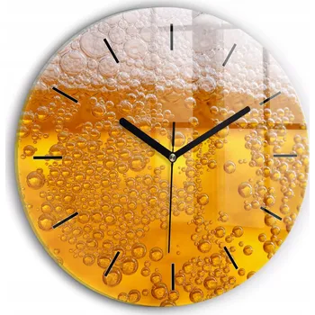 Hodiny Ozdobné nástěnné hodiny s krásnou grafikou Pivo s pěnou kulatý průměr 30 cm