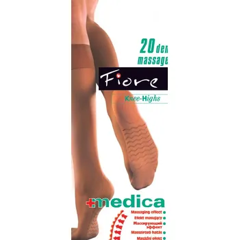 Dámské punčochy Fiore massage podkolenky 20den black-černé uni (podkolenky s profylaktickou masáží chodidel,nestahující lem)