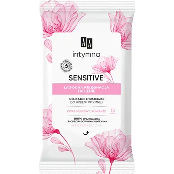 Intimní hygienický prostředek AA Sensitive intimní hygienické ubrousky jemná péče 1 5 kusů