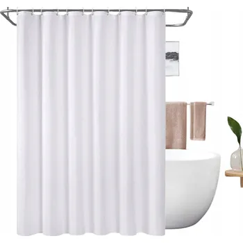 Prostěradlo ZASŁONA PRYSZNICOWA 180 X 180 CM BÍLÝ S 12 HÁČKY ZÁVĚSY DO KOUPELNY