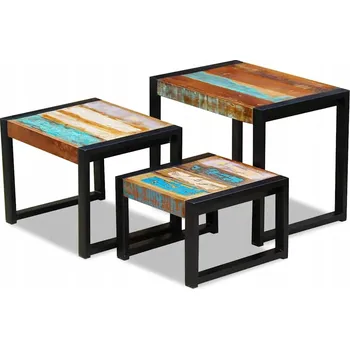 Konferenční stolek Konferenční stolky, 3 ks, masivní recyklované dřevo