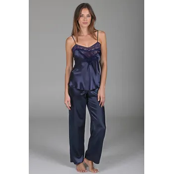 Dámské noční prádlo Saténové dámské pyžamo Vivisence 2035 Barva: Modrá - tmavě, Velikost: L