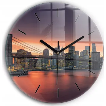 Hodiny Tiché nástěnné hodiny ze skla New York East River kulatý průměr 30 cm