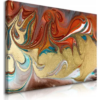 Obraz OBRAZ NA PLÁTNĚ ČERNO-ZLATÝ MARMOR ABSTRAKCE STYL GLAMOUR 30x20