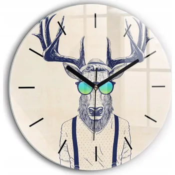 Hodiny Moderní skleněné nástěnné hodiny Abstrakce jelen černé ručičky průměr 60 cm