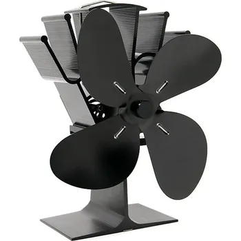 Krbový ventilátor Ventilátor na kamna FLAMINGO čtyřlopatkový, černý