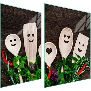 Obraz Skleněná ochranná deska na sporák 70x52 Lžíce