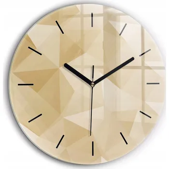 Hodiny Minimalistické Skleněné Nástěnné Hodiny s Grafikou Trojúhelníky abstrakce průměr 60 cm