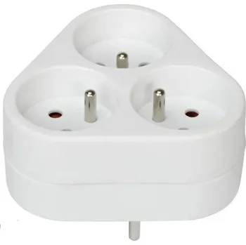 Elektrická zásuvka TROJITÁ SÍŤOVÁ ROZBOČKA LTC S UZEMNĚNÍM, 3 ZÁSUVKY, BÍLÁ, 230V