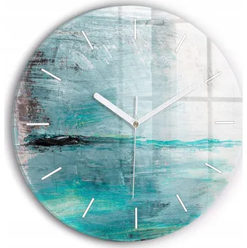 Hodiny Moderní skleněné nástěnné hodiny Olejová textura abstrakce kulatý průměr 30 cm