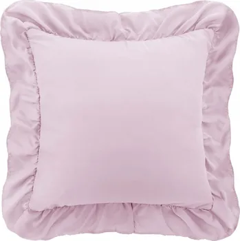 Povlečení DEKORAČNÍ POVLEČENÍ NA POLŠTÁŘEK PUDROVĚ RŮŽOVÉ 40x40 CM S VOLÁNKEM RUFFY