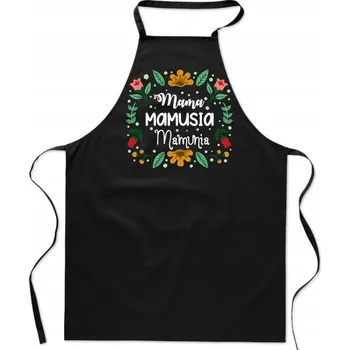 Kuchyňská zástěra KUCHYŇSKÁ ZÁSTĚRA bavlna černá MAMA dárek pro maminku Den matek FA_710_cz