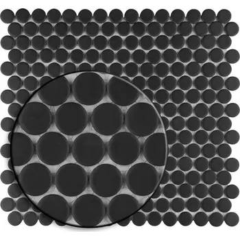 Obklad KERAMICKÁ MOZAIKA DEKORATIVNÍ ČERNÁ BLACK DOTS PENNY