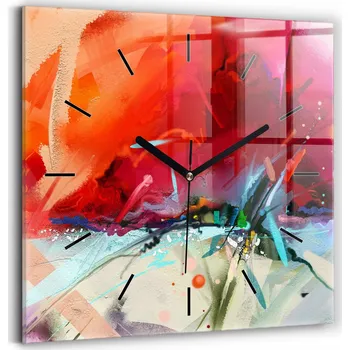 Hodiny Čtvercové Skleněné Nástěnné Hodiny do Kanceláře s Grafikou Řady koření 30x30 cm