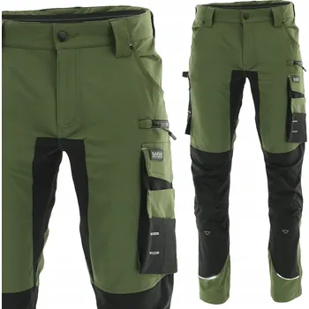 Pánské kalhoty Pánské pracovní kalhoty BOZP, odolné, pohodlné, olivové, s reflexními prvky, do pasu, velikost 56