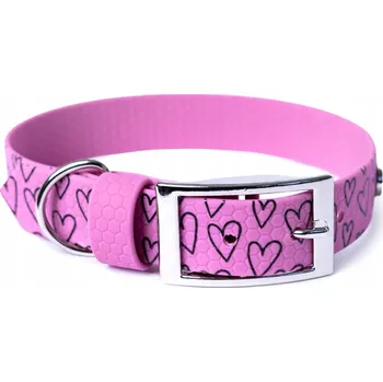 Obojek pro psa Obojek s přezkou Hexa, velké srdce, vel. L, levandulově růžový