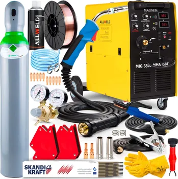 Svářečka Svářecí poloautomat MAGNUM MIG 380W MMA IGBT 400V 370A hliník 4x4