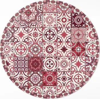 Koberec Hit Kulatý Koberec koberec s grafikou fi 60 cm Mozaika vzorovaných dlaždic