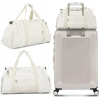 Cestovní taška Sportovní cestovní taška, příruční zavazadlo, velká turistická taška, ecru