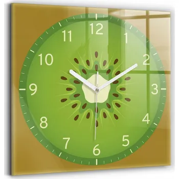 Hodiny Skleněné hodiny s potiskem Tichý mechanismus Loft Nástěnné Ovoce kiwi 30x30