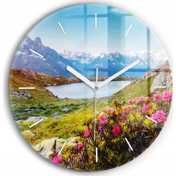 Hodiny Ozdobné nástěnné hodiny s krásnou grafikou Ledovec Mont Blanc Chamonix fi30 cm