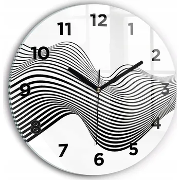 Hodiny Ozdobné nástěnné hodiny s krásnou grafikou Umění černo-bílé kulatý průměr 30 cm