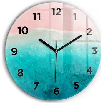Hodiny Minimalistické Skleněné Nástěnné Hodiny s Grafikou Pláž moře písek průměr 60 cm