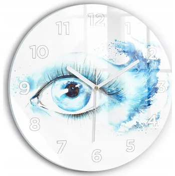 Hodiny Skleněné moderní foto hodiny nástěnné plynoucí ručičky Morskie oko fi30 cm