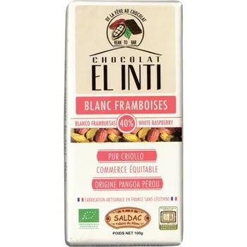 Cukrovinka Bílá čokoláda s malinami BIO 40% kakaa 100g Salute Livi