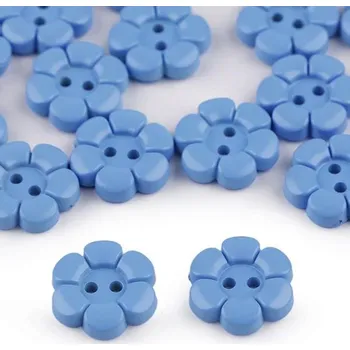 Galanterie Knoflík plastový, 15 mm, květ-6, modrý