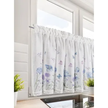 Povlečení Hotová záclona ZOJA bílo-modrá - s tunelem